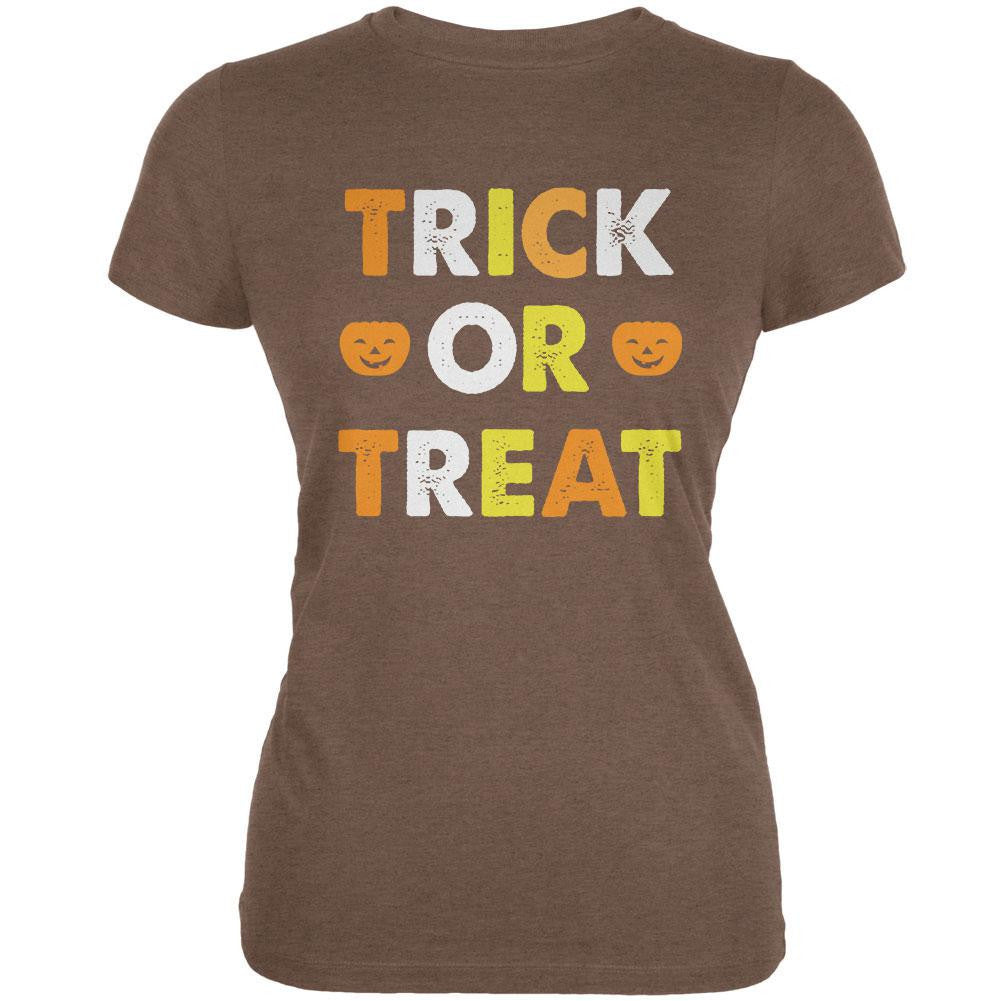 Halloween Trick Or Treat Heather Brown Juniors Soft T-Shirt Juniors T-Shirts Old Glory 2XL Brown