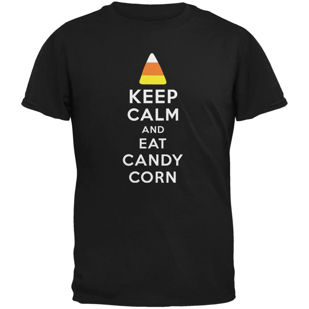 Halloween Keep Calm Candy Corn Black Youth T-Shirt Youth T-Shirts Old Glory LG Black