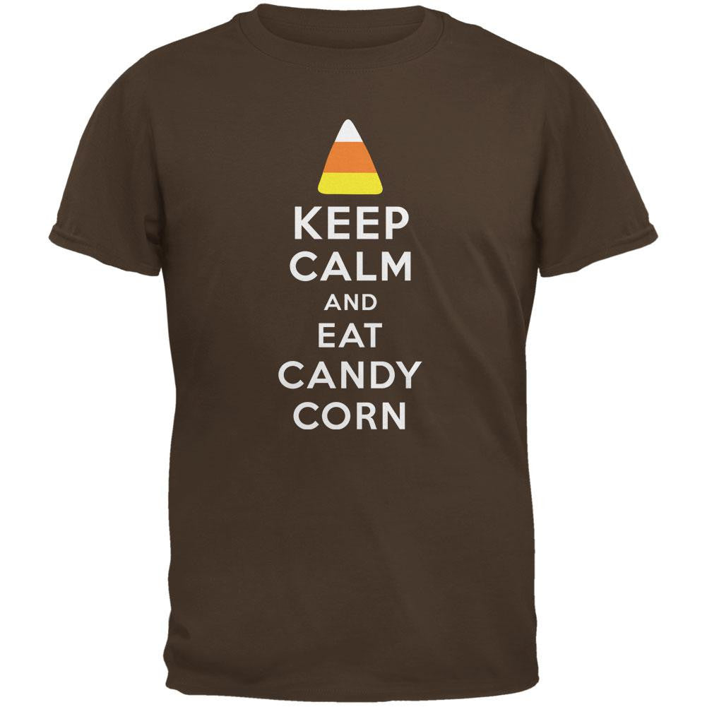 Halloween Keep Calm Candy Corn Brown Adult T-Shirt Men's T-Shirts Old Glory 2XL Brown