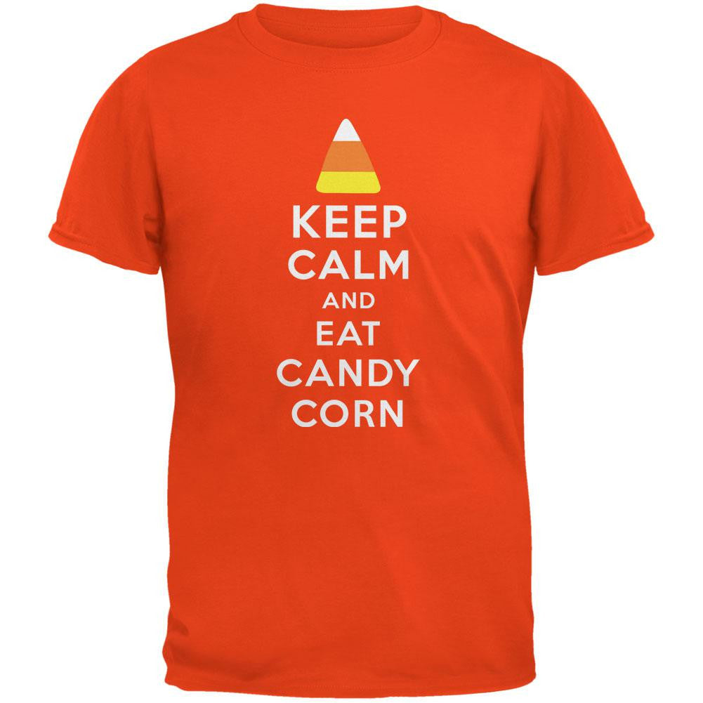 Halloween Keep Calm Candy Corn Orange Adult T-Shirt Men's T-Shirts Old Glory 2XL Orange