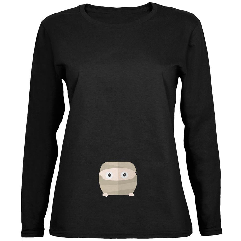 Halloween Mummy Baby Black Womens Long Sleeve T-Shirt Women's Long Sleeves Old Glory 2XL Black