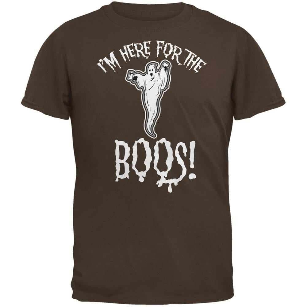 Halloween I'm Here For The Boos Brown Adult T-Shirt Men's T-Shirts Old Glory 2XL Brown