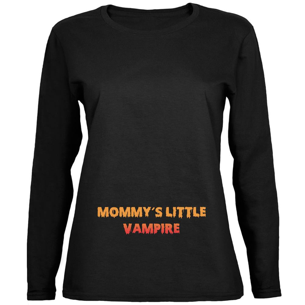 Halloween Mommy's Little Vampire Black Womens Long Sleeve T-Shirt Women's Long Sleeves Old Glory 2XL Black