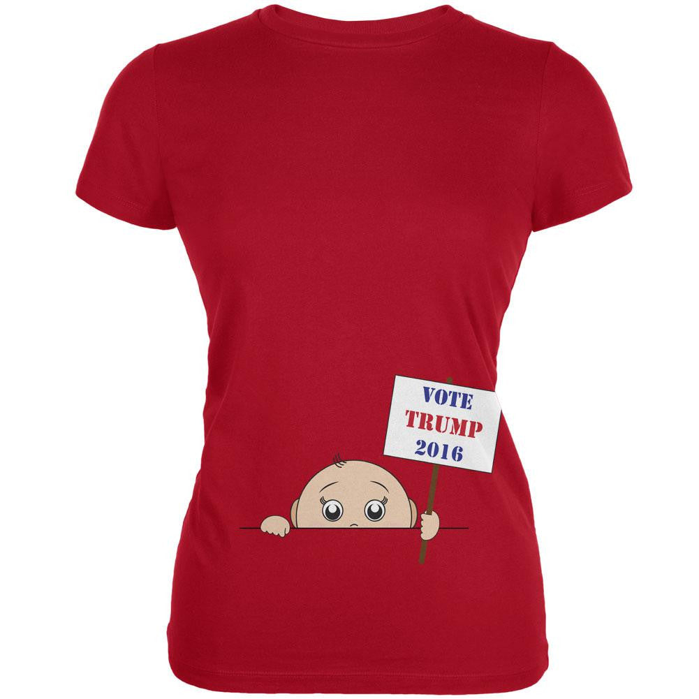 Election 2016 Peeking Baby Boy Donald Trump Red Juniors V-Neck T-Shirt Juniors V-Neck T-Shirts Old Glory 2XL Red