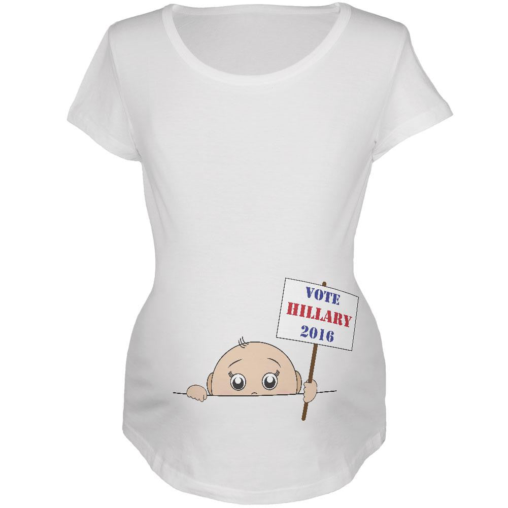 Election 2016 Peeking Baby Boy Hillary Clinton White Maternity Soft T-Shirt Maternity T-Shirts Old Glory 2XL White