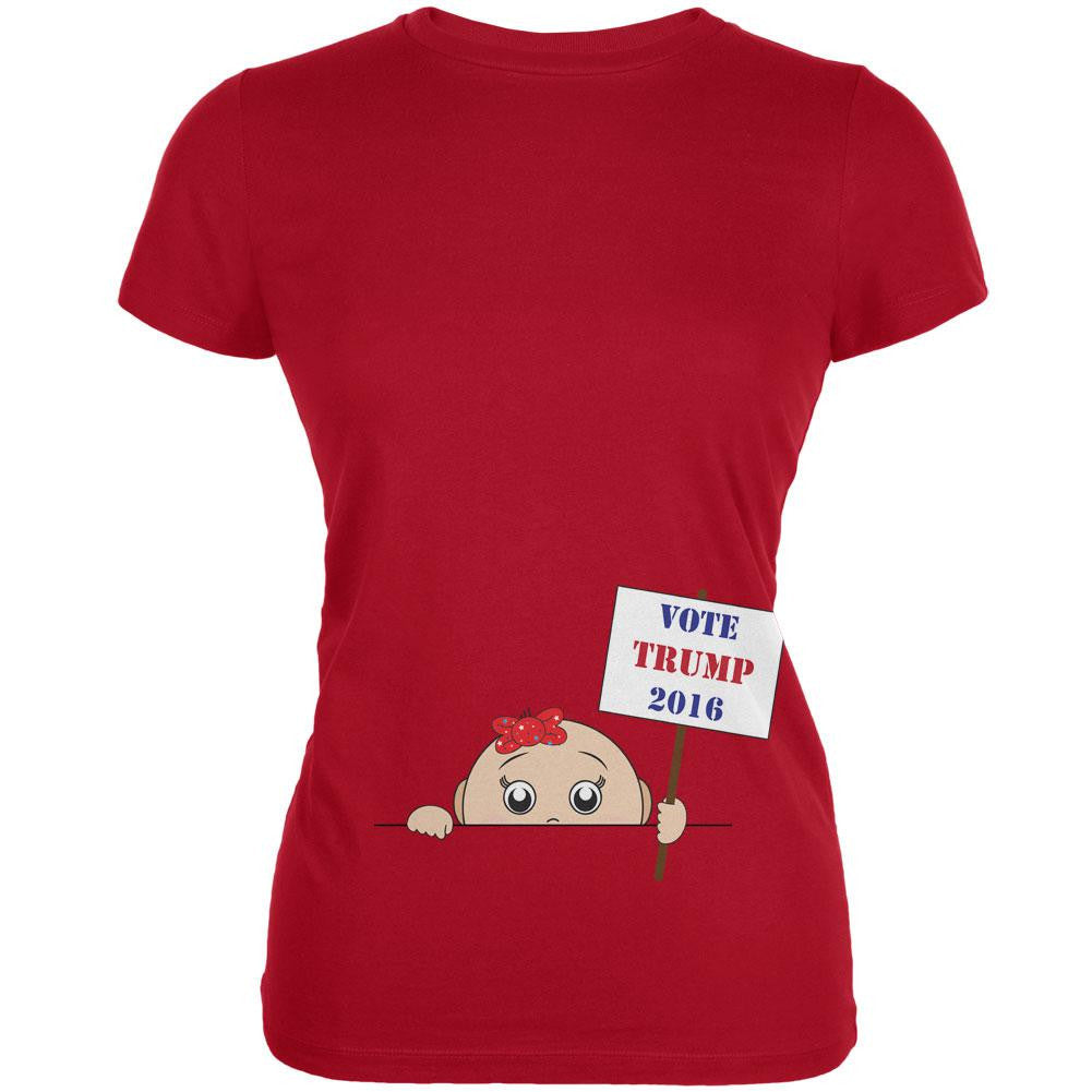 Election 2016 Peeking Baby Girl Donald Trump Red Juniors Soft T-Shirt Juniors T-Shirts Old Glory 2XL Red
