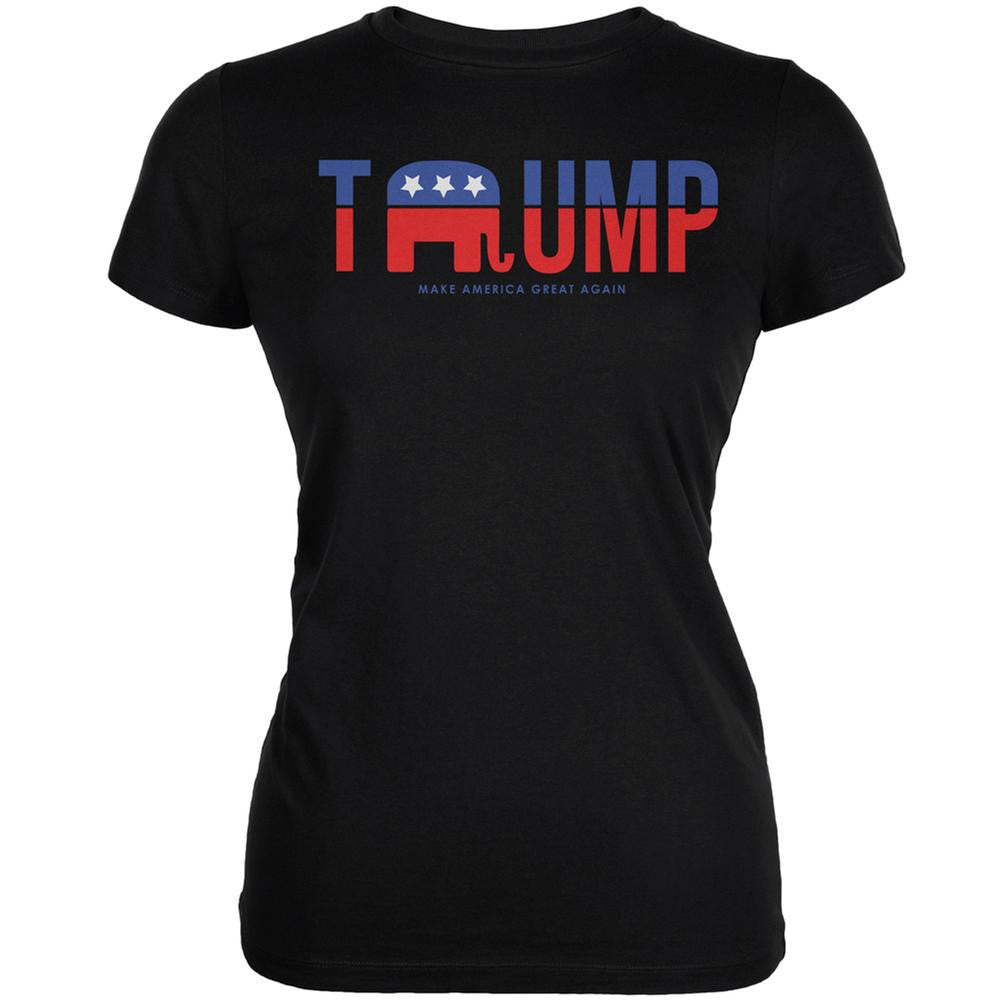 Election 2016 Trump Make America Great Again Black Juniors Soft T-Shirt Juniors T-Shirts Old Glory 2XL Black