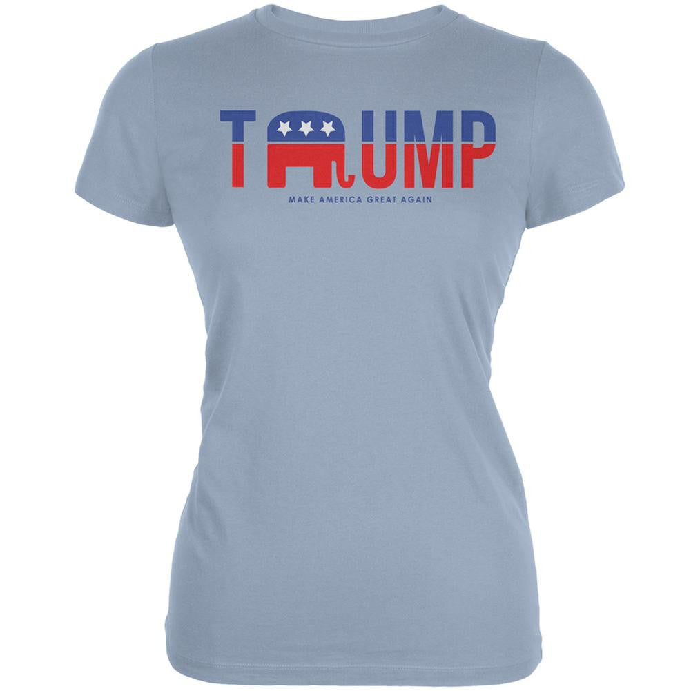 Election 2016 Trump Make America Great Again Light Blue Juniors Soft T-Shirt Juniors T-Shirts Old Glory 2XL Blue