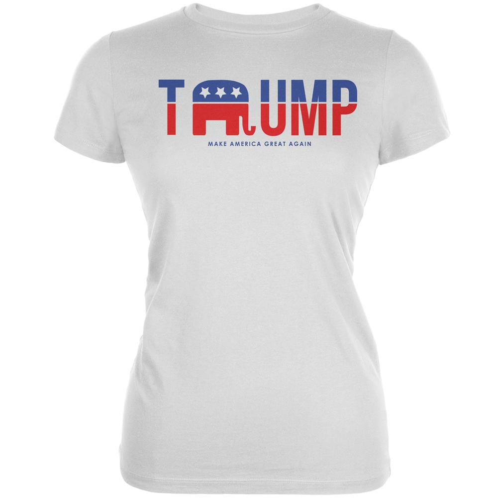 Election 2016 Trump Make America Great Again White Juniors Soft T-Shirt Juniors T-Shirts Old Glory 2XL White