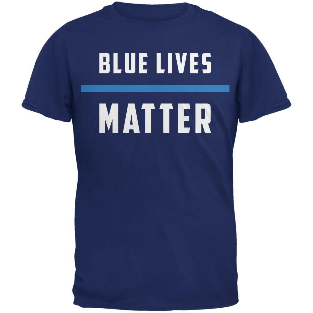 Police Blue Lives Matter Thin Blue Line Metro Blue Adult T-Shirt Men's T-Shirts Old Glory SM Blue