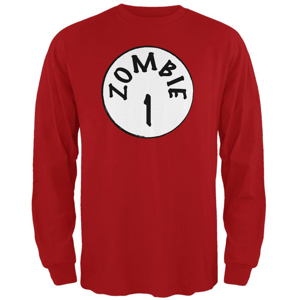 Halloween Zombie 1 One Costume Red Adult Long Sleeve T-Shirt Men's Long Sleeves Old Glory 2XL Red