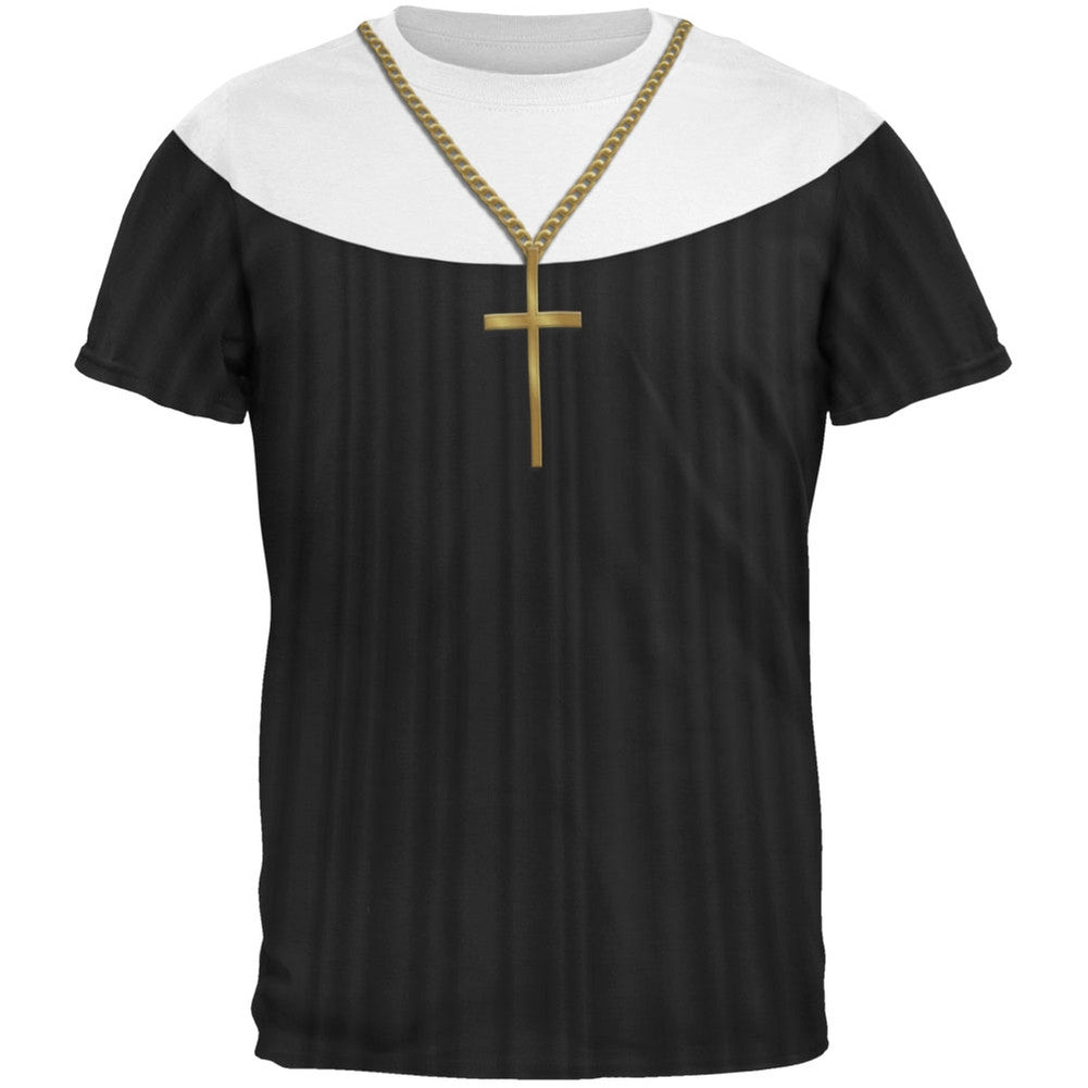Halloween Nun Habit Costume All Over Adult T-Shirt Men's T-Shirts Old Glory 2XL White