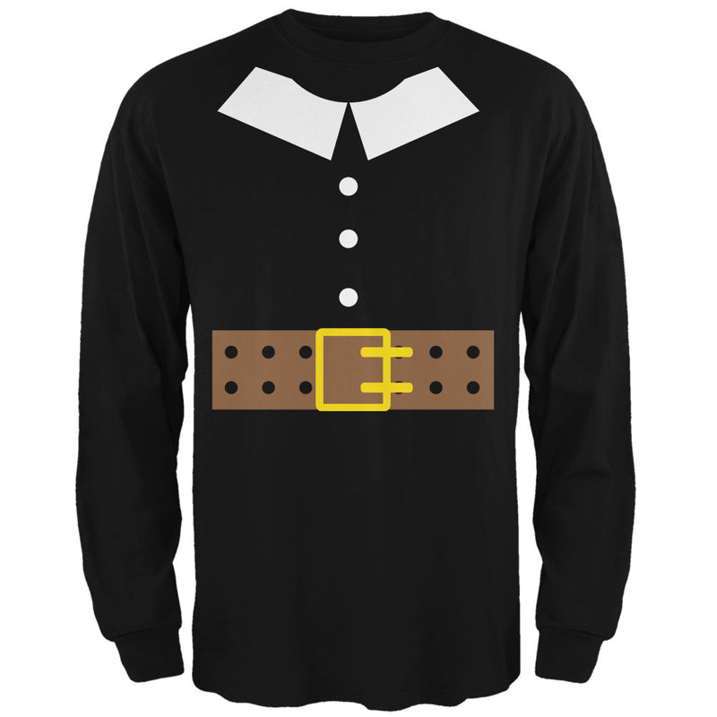 Halloween Pilgrim Costume Black Adult Long Sleeve T-Shirt Men's Long Sleeves Old Glory 3XL Black
