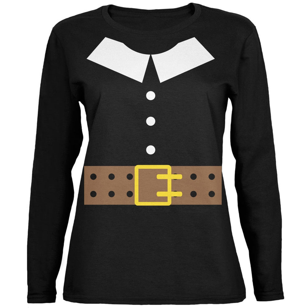 Halloween Pilgrim Costume Black Womens Long Sleeve T-Shirt Women's Long Sleeves Old Glory