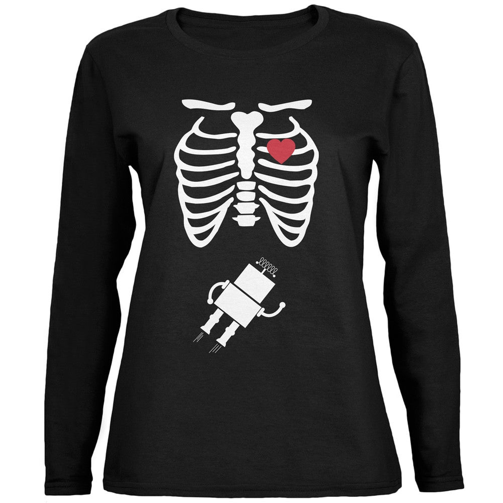 Robot Halloween Skeleton Baby Black Womens Long Sleeve T-Shirt Women's Long Sleeves Old Glory