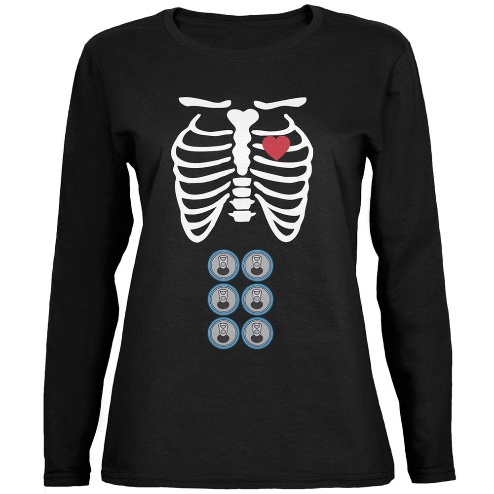 Halloween 6 pack Baby Skeleton Black Womens Long Sleeve T-Shirt Women's Long Sleeves Old Glory SM Black