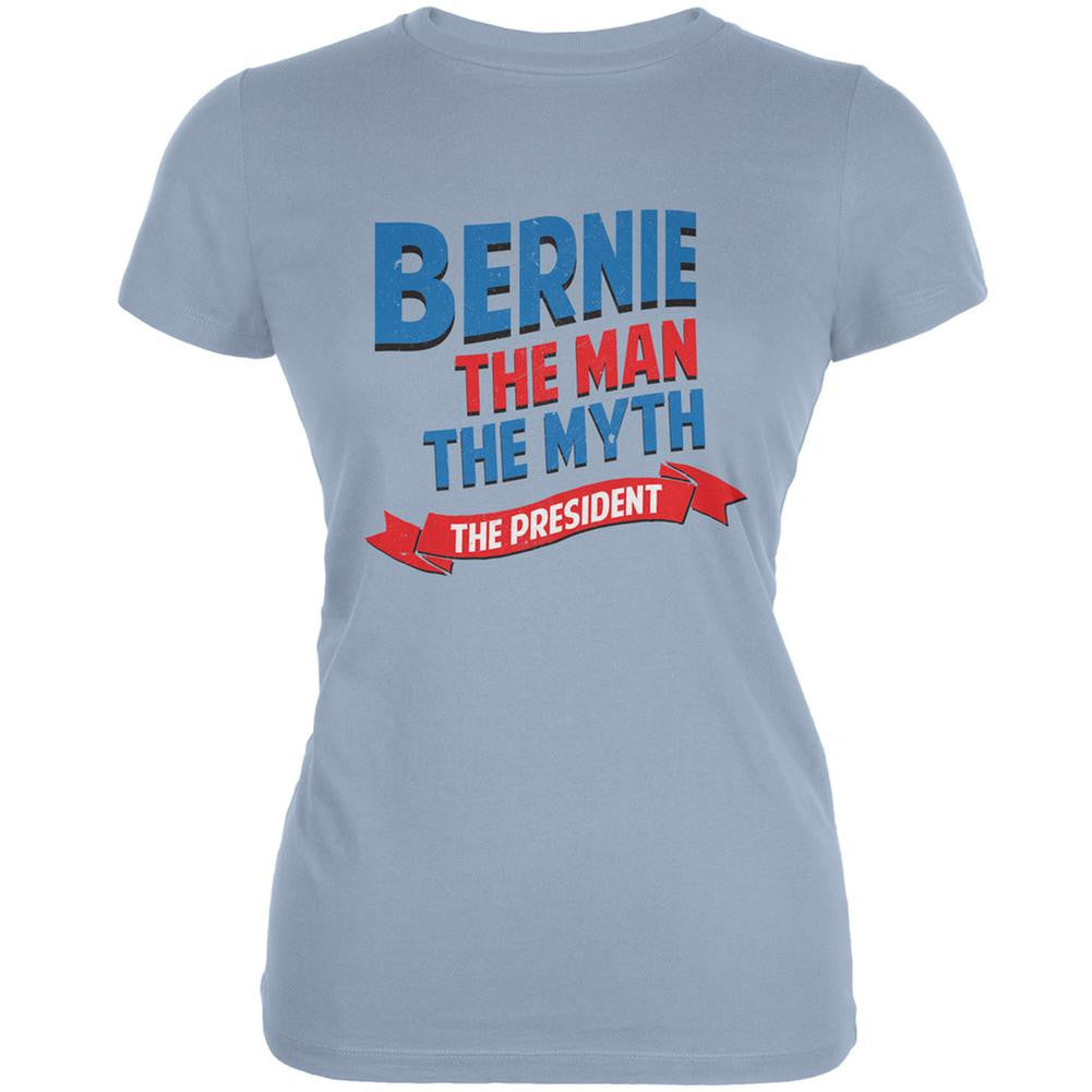 Election 2016 Bernie The Man The Myth Light Blue Juniors Soft T-Shirt Juniors T-Shirts Old Glory 2XL Blue