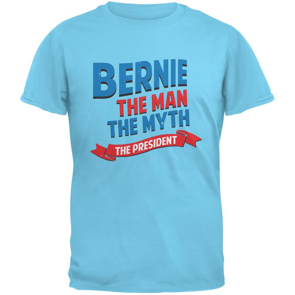 Election 2016 Bernie The Man The Myth Sky Adult T-Shirt Men's T-Shirts Old Glory 2XL Blue