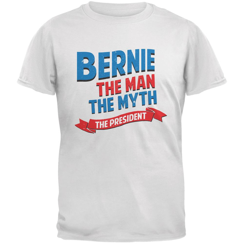 Election 2016 Bernie The Man The Myth White Adult T-Shirt Men's T-Shirts Old Glory 2XL White