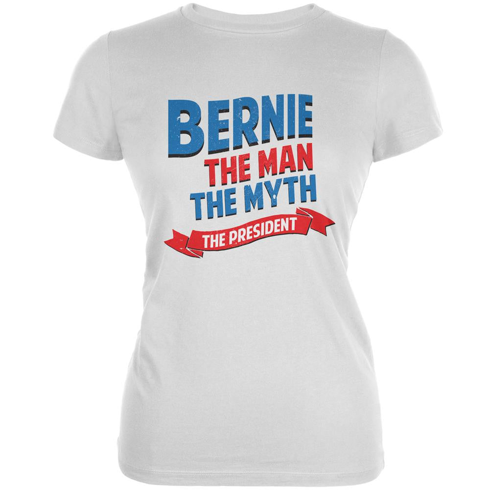 Election 2016 Bernie The Man The Myth White Juniors Soft T-Shirt Juniors T-Shirts Old Glory 2XL White