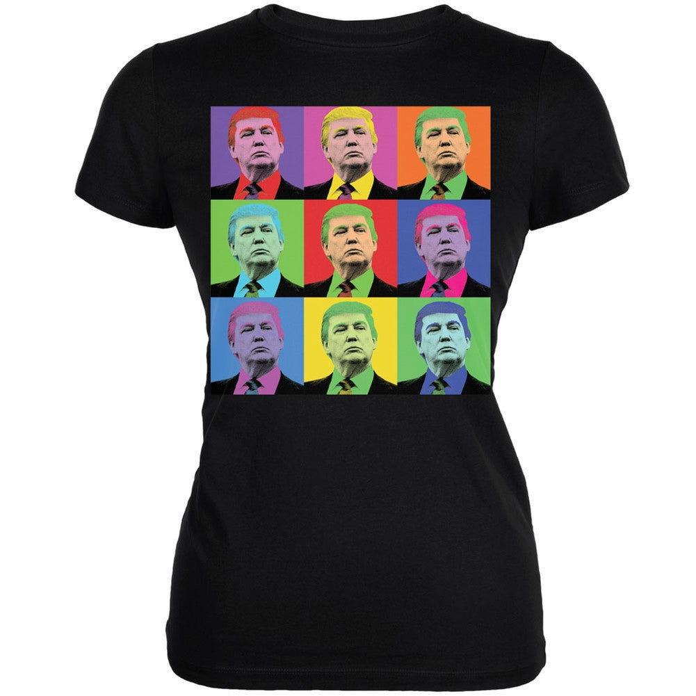Election 2016 Donald Trump Pop Art Squares Black Juniors Soft T-Shirt Juniors T-Shirts Old Glory 2XL Black