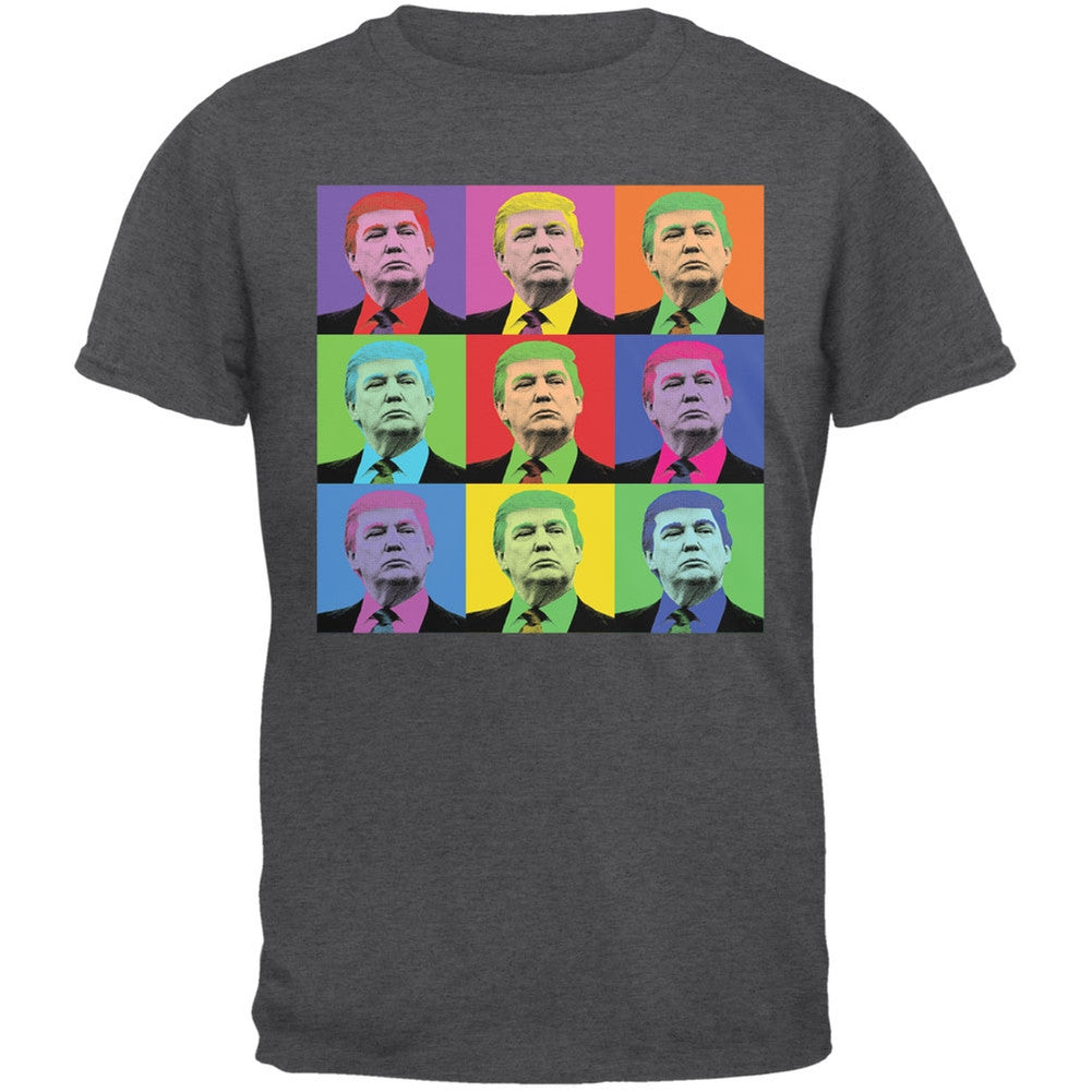 Election 2016 Donald Trump Pop Art Squares Dark Heather Adult T-Shirt Men's T-Shirts Old Glory 2XL Grey