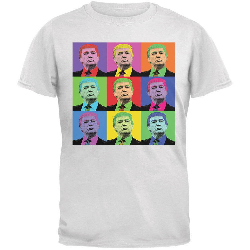 Election 2016 Donald Trump Pop Art Squares White Adult T-Shirt Men's T-Shirts Old Glory 2XL White