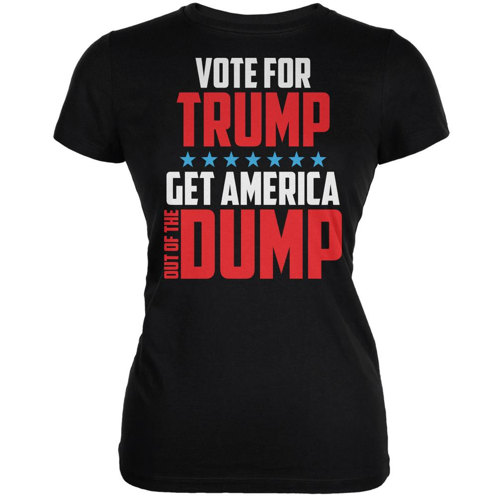 Election 2016 America In The Dump Vote For Trump Black Juniors Soft T-Shirt Juniors T-Shirts Old Glory 2XL Black