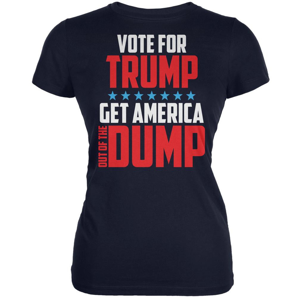 Election 2016 America In The Dump Vote For Trump Navy Juniors Soft T-Shirt Juniors T-Shirts Old Glory 2XL Blue
