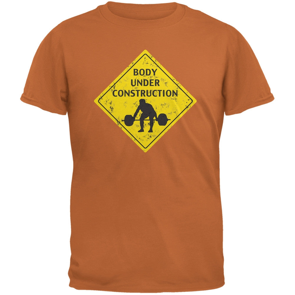 Body Under Construction Funny Texas Orange Adult T-Shirt Men's T-Shirts Old Glory 2XL Orange
