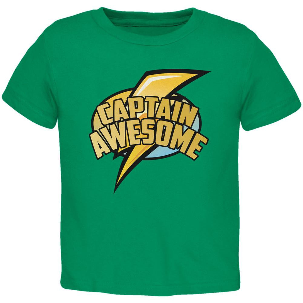 Captain Awesome Kelly Green Toddler T-Shirt Toddler T-Shirts Old Glory 2T Green