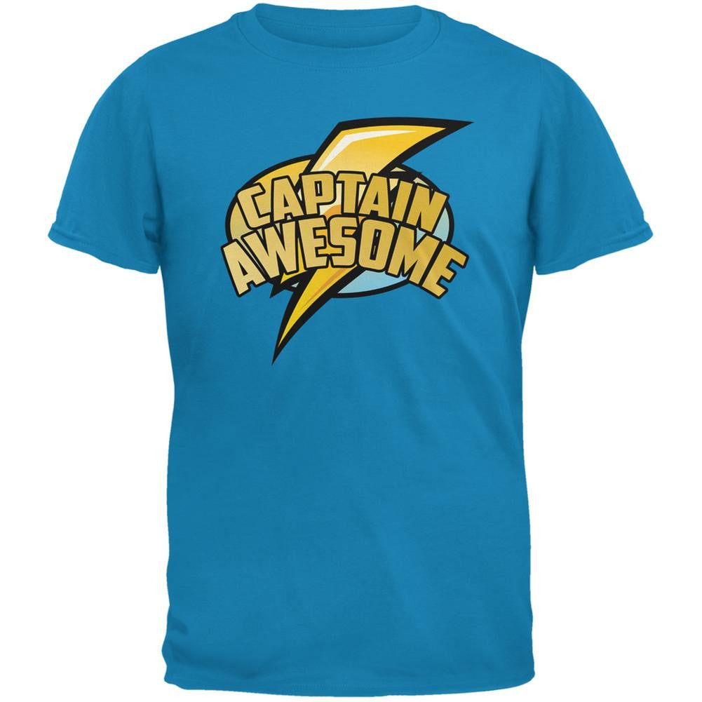 Captain Awesome Sapphire Blue Adult T-Shirt Men's T-Shirts Old Glory 2XL Blue