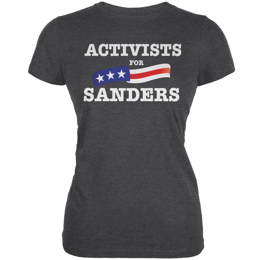 Election 2016 Activists For Sanders Dark Heather Juniors Soft T-Shirt Juniors T-Shirts Old Glory 2XL Grey