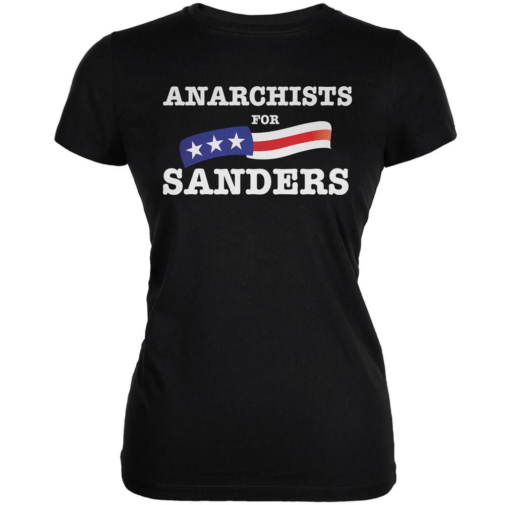 Election 2016 Anarchists For Sanders Black Juniors Soft T-Shirt Juniors T-Shirts Old Glory 2XL Black