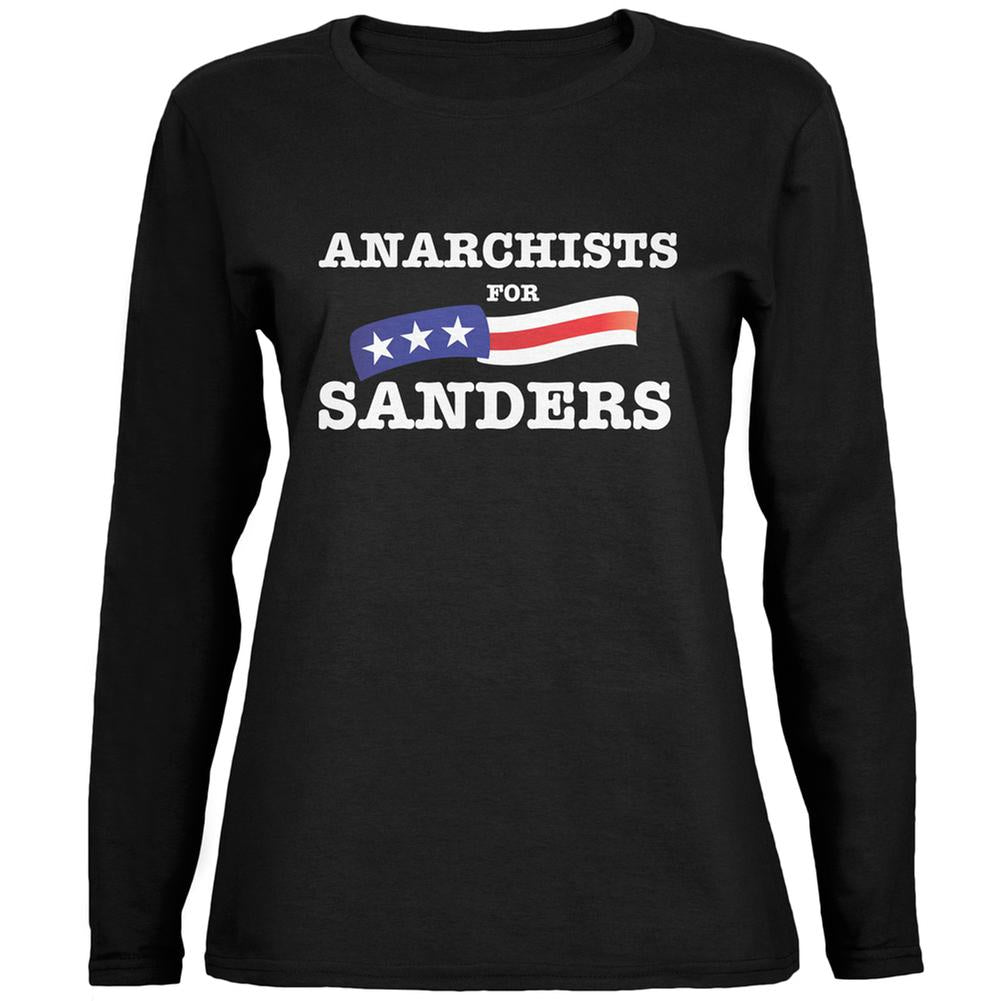 Election 2016 Anarchists For Sanders Black Womens Long Sleeve T-Shirt Women's Long Sleeves Old Glory 2XL Black