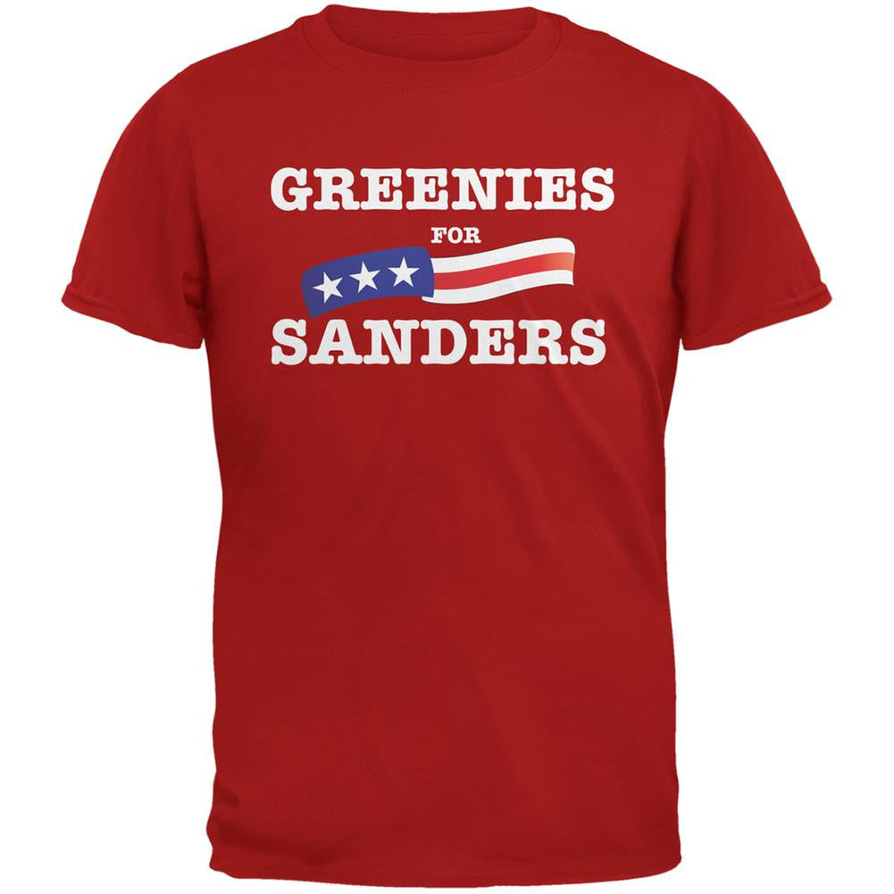 Election 2016 Greenies For Sanders Red Adult T-Shirt Men's T-Shirts Old Glory 2XL Red