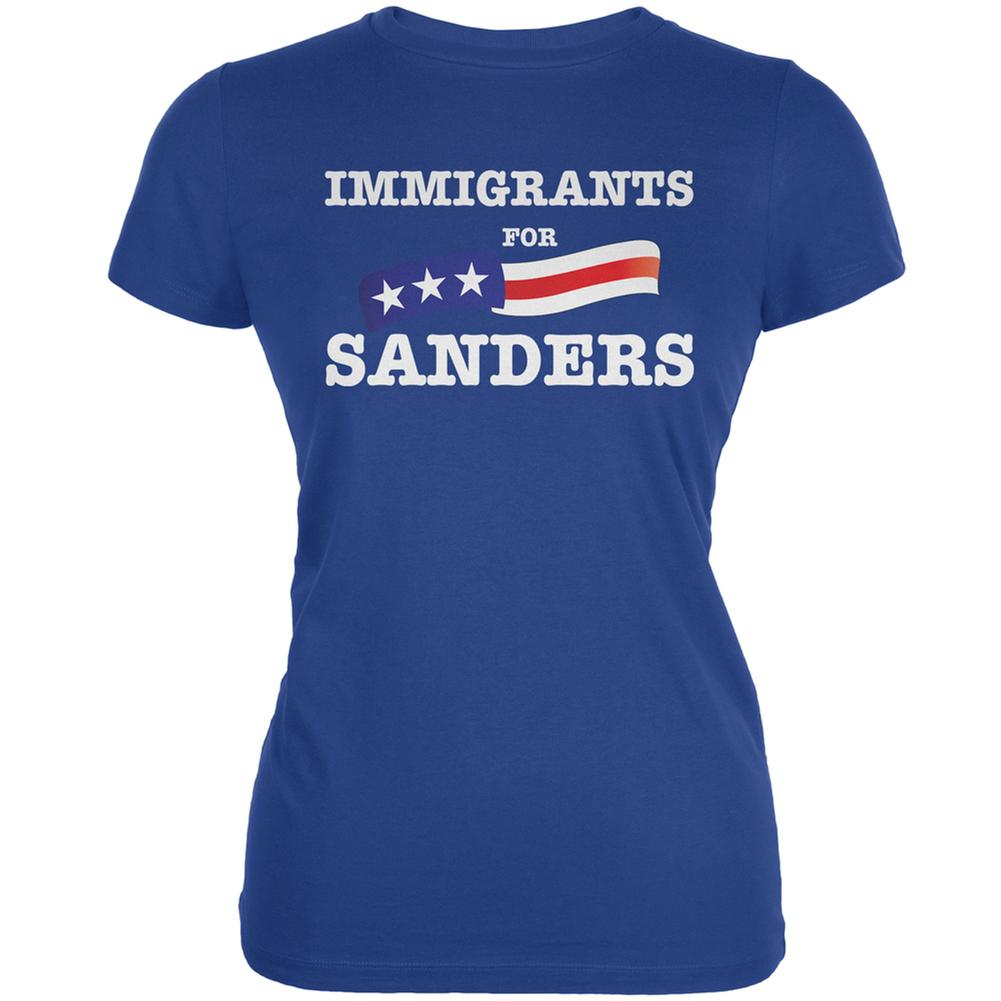 Election 2016 Immigrants For Sanders Royal Juniors Soft T-Shirt Juniors T-Shirts Old Glory 2XL Blue