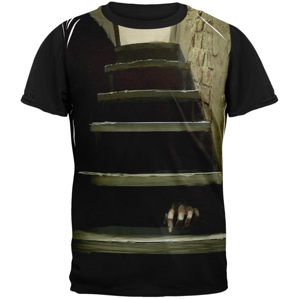 Halloween Nightmare Under the Stairs Adult Black Back T-Shirt Men's T-Shirts Old Glory LG Black