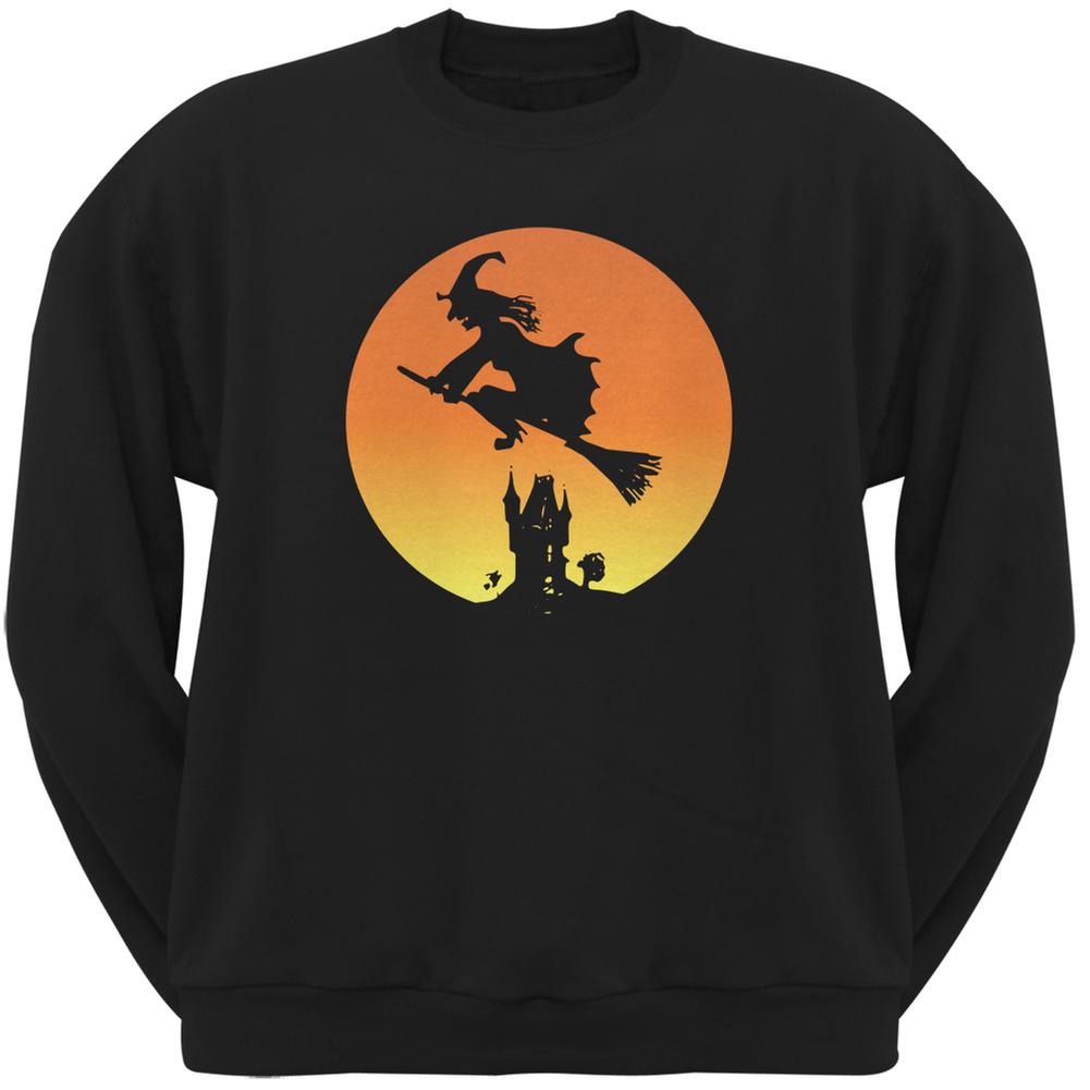 Halloween Witch Sunset Black Adult Sweatshirt Men's Sweatshirts Old Glory 2XL Black