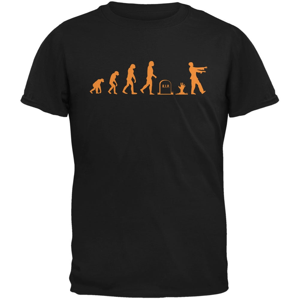 Halloween Zombie Evolution Black Adult T-Shirt Men's T-Shirts Old Glory 2XL Black