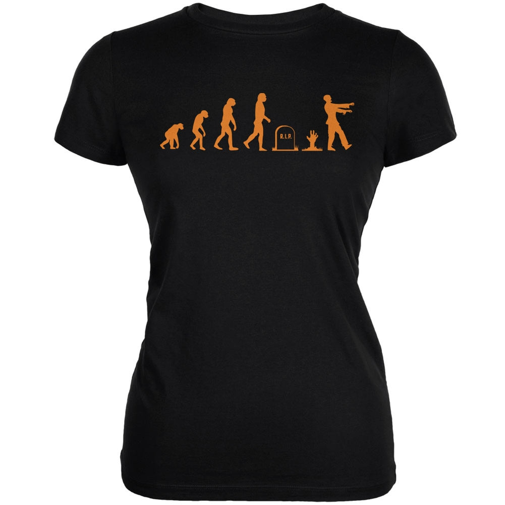 Halloween Zombie Evolution Black Juniors Soft T-Shirt Juniors T-Shirts Old Glory 2XL Black