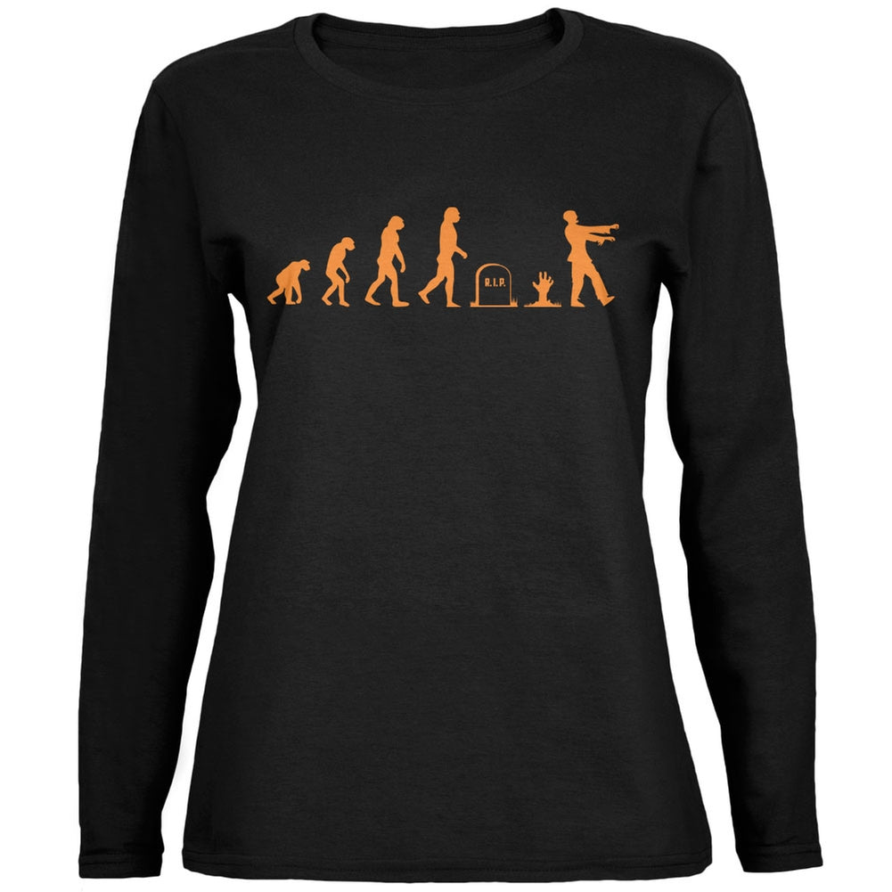 Halloween Zombie Evolution Black Womens Long Sleeve T-Shirt Women's Long Sleeves Old Glory 2XL Black