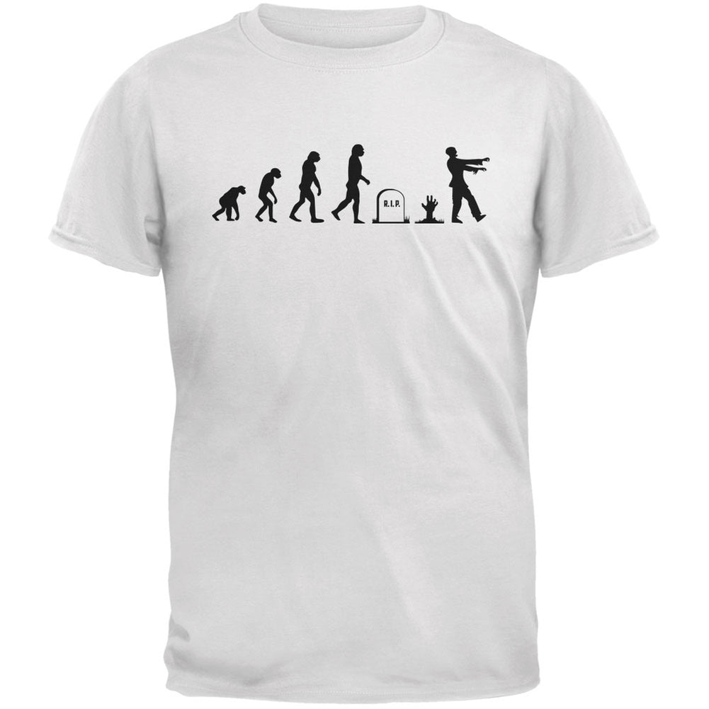 Halloween Zombie Evolution White Adult T-Shirt Men's T-Shirts Old Glory 2XL White
