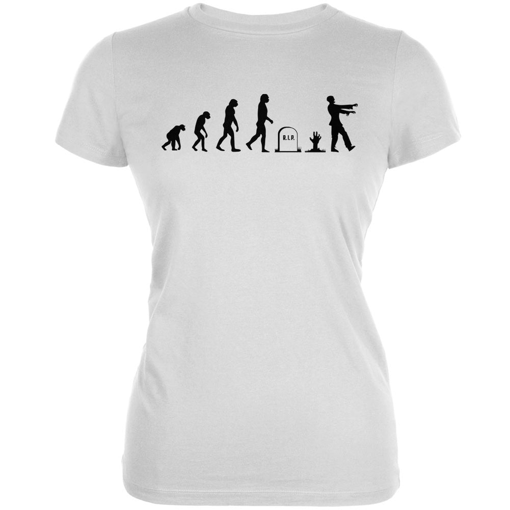 Halloween Zombie Evolution White Juniors Soft T-Shirt Juniors T-Shirts Old Glory 2XL White