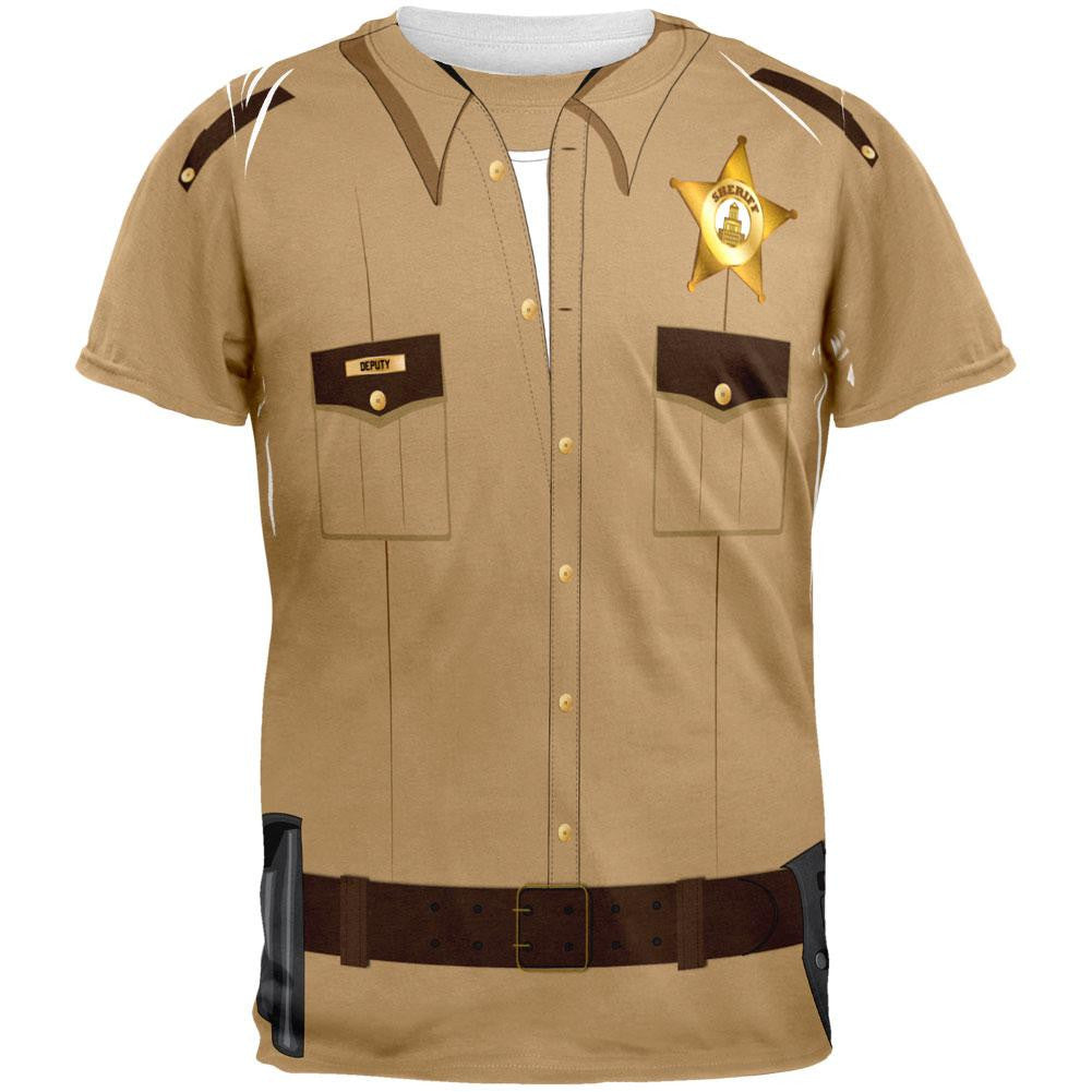 Halloween Sheriff Costume All Over Adult T-Shirt Men's T-Shirts Old Glory 2XL White