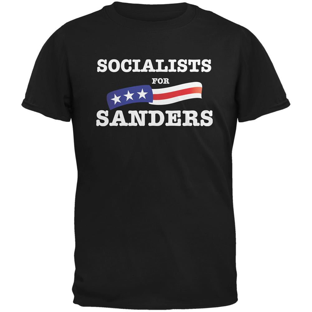 Election 2016 Socialists For Sanders Black Adult T-Shirt Men's T-Shirts Old Glory 2XL Black