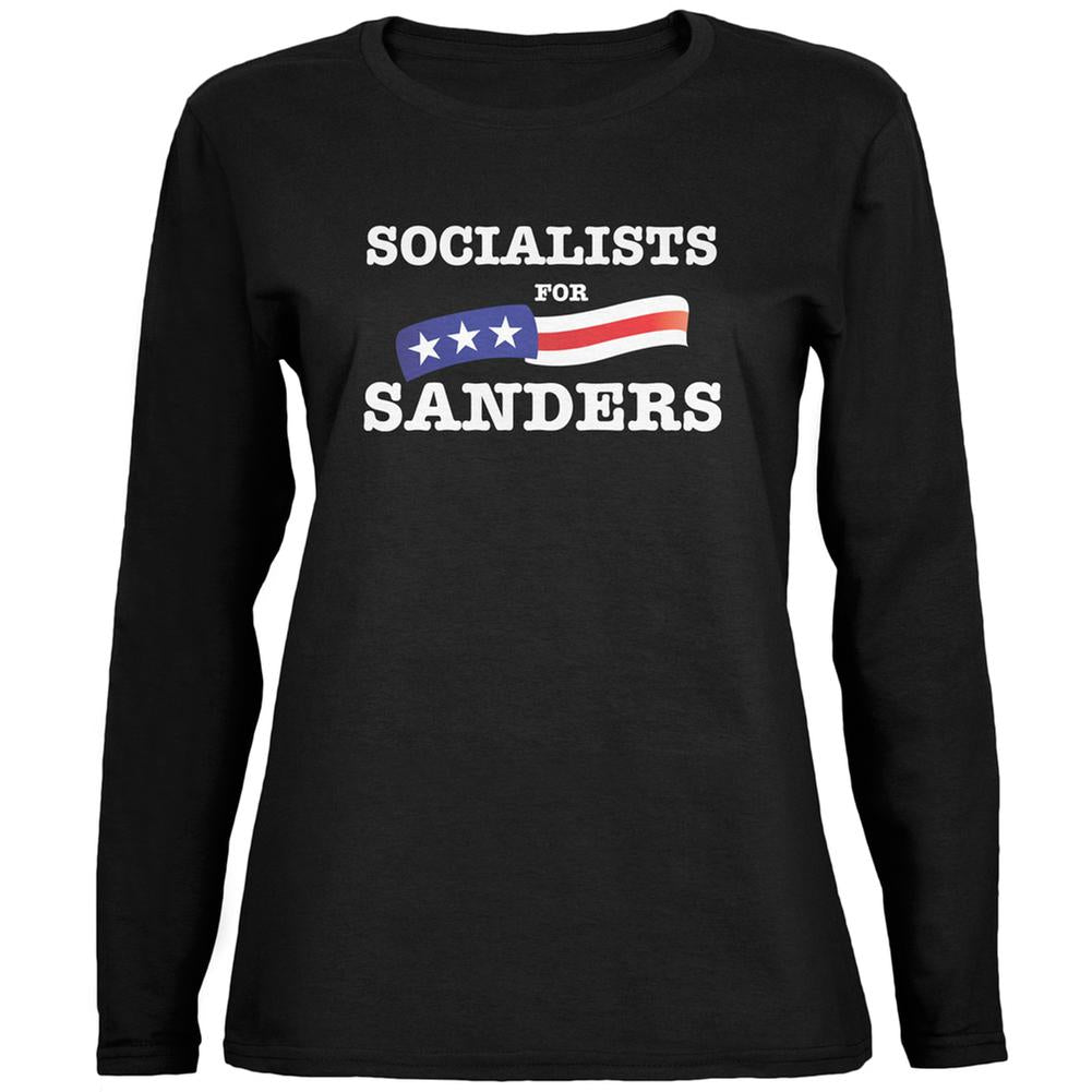 Election 2016 Socialists For Sanders Black Womens Long Sleeve T-Shirt Women's Long Sleeves Old Glory 2XL Black