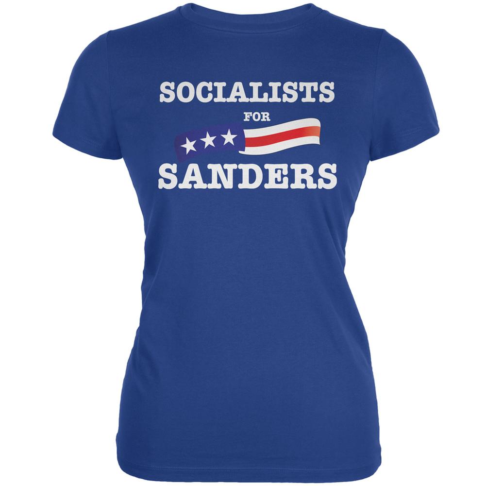 Election 2016 Socialists For Sanders Royal Juniors Soft T-Shirt Juniors T-Shirts Old Glory 2XL Blue