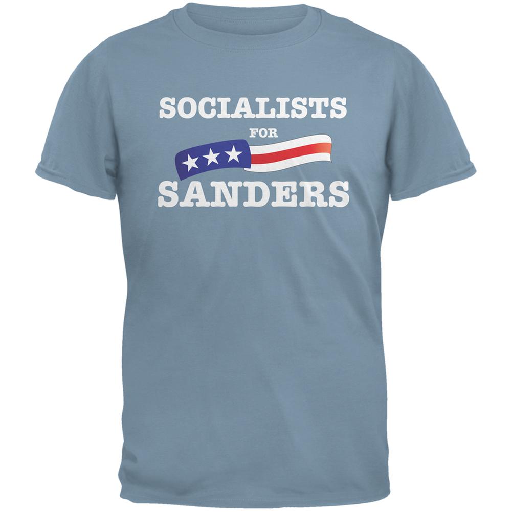 Election 2016 Socialists For Sanders Stone Blue Adult T-Shirt Men's T-Shirts Old Glory 2XL Blue