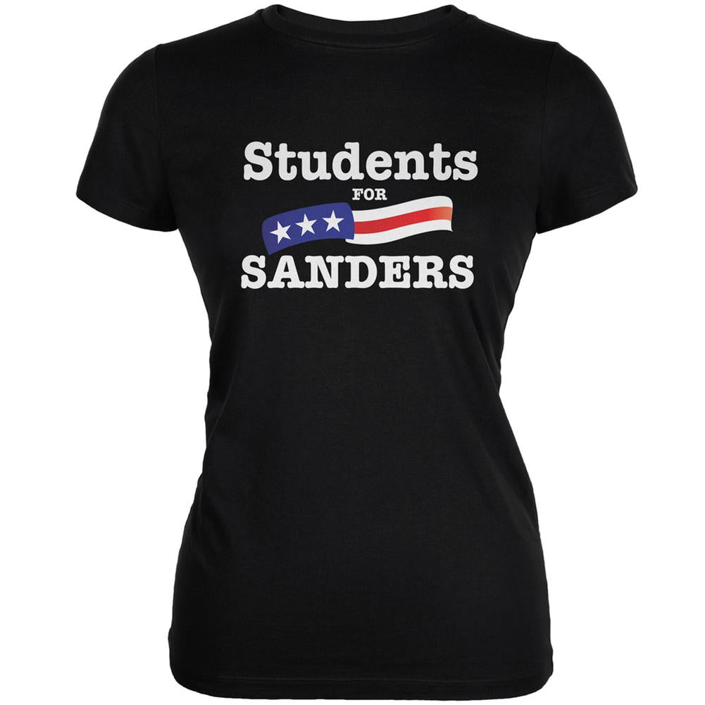 Election 2016 Students For Sanders Black Juniors Soft T-Shirt Juniors T-Shirts Old Glory 2XL Black